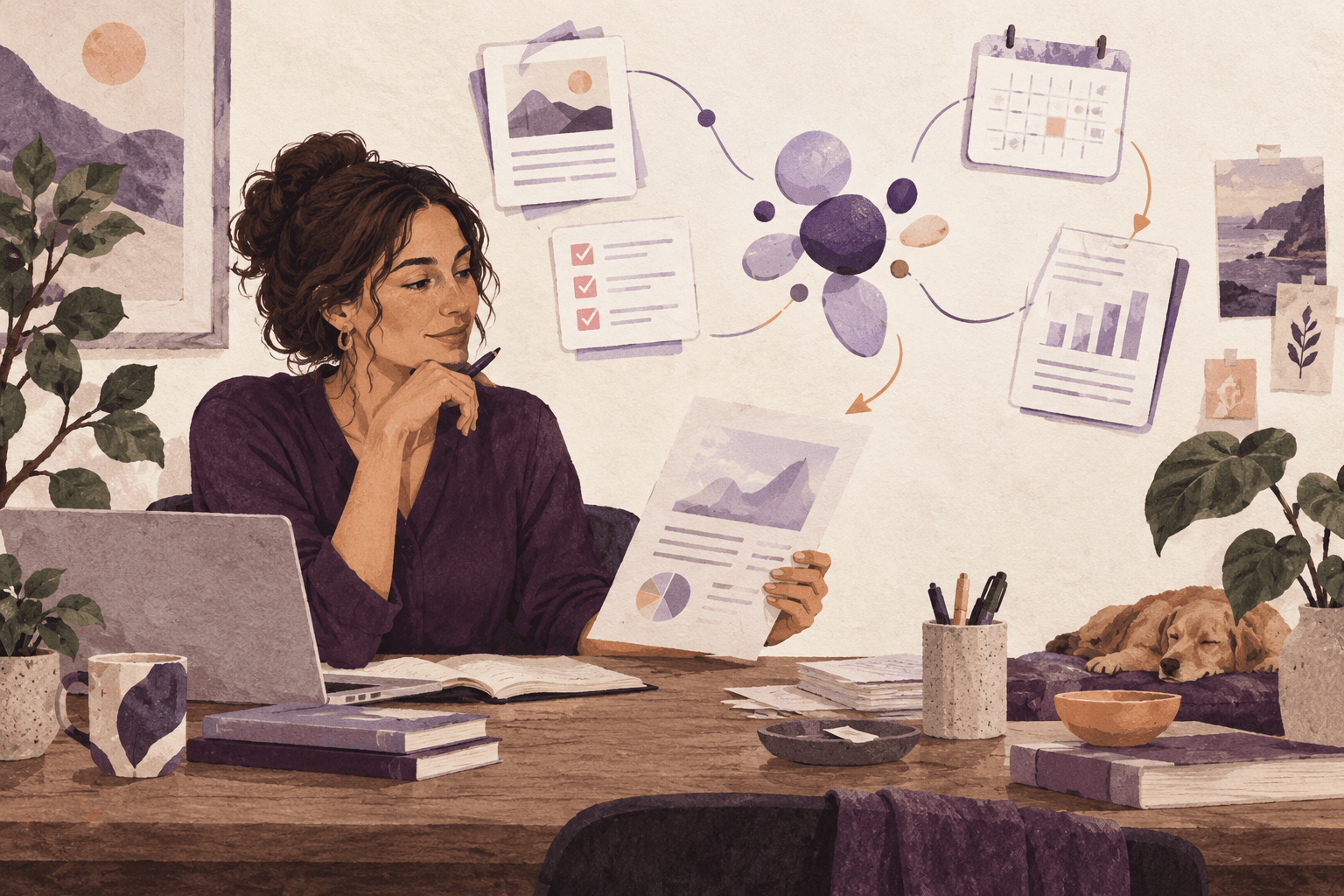 Illustration of professionals planning, practising and reviewing work together